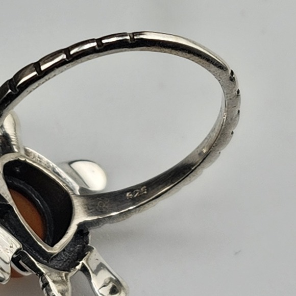 Sterling Silver‎ 925 Honey Onyx Turtle Ring Size 7 - Picture 5 of 7